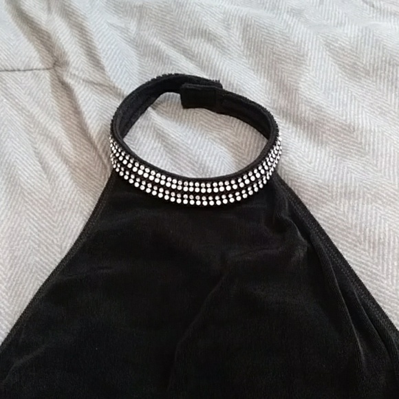 Halter top with bling-bling neckline maxi black go - Picture 5 of 6